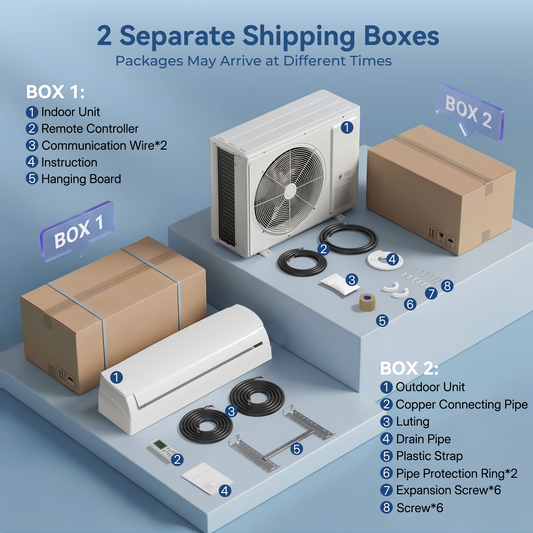 12000 BTU Mini Split AC/Heating System, 19 SEER2 230V Inverter Air Conditioner with 1 Ton Heat pump, Complete Installation Kit Included, Covers Up to 750 Sq.Ft