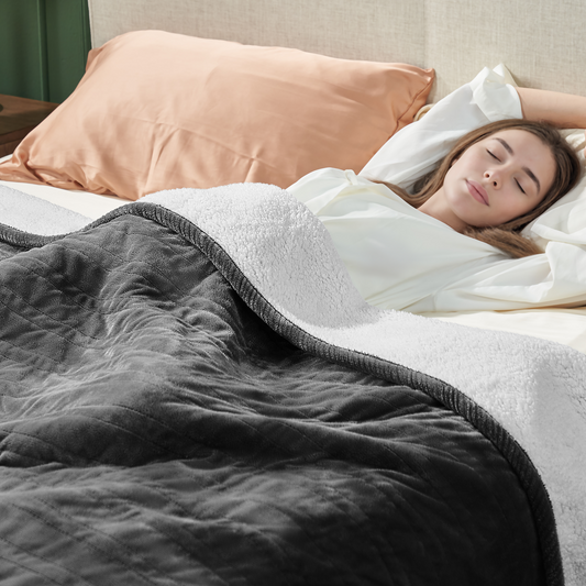 Heated Blanket Electric Throw, GentleSoft Flannel Heating Blanket with 12 Hours Auto-Off and 6 Heating Settings, Machine Washable Sherpa Heated Blanket with Overheating Protection, Dark Grey