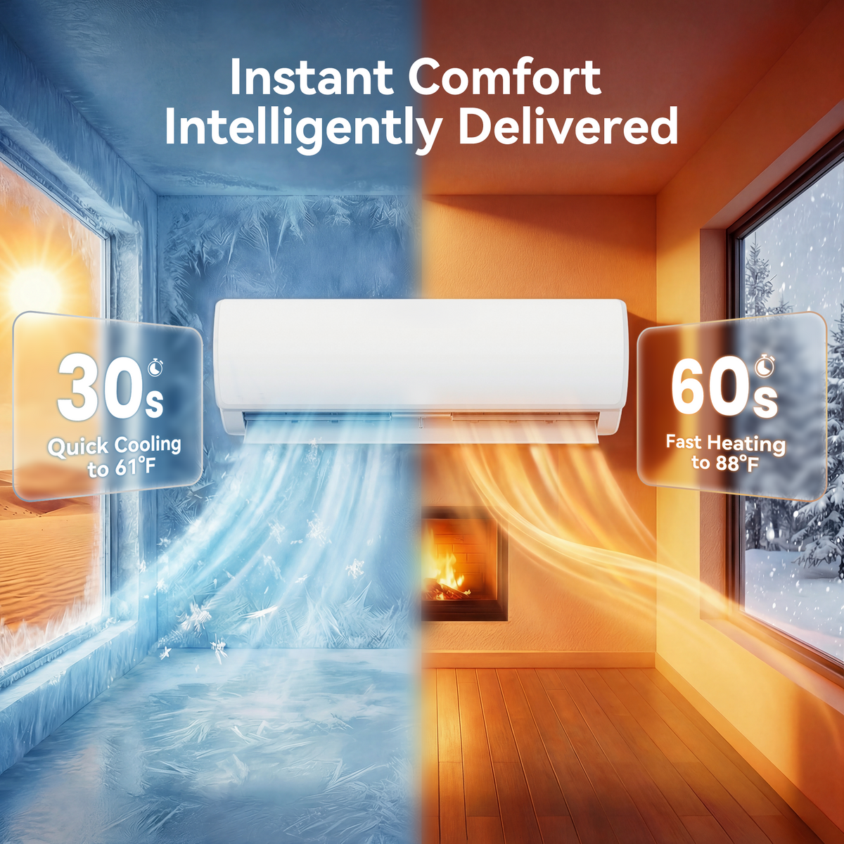12000 BTU Mini Split AC/Heating System, 19 SEER2 230V Inverter Air Conditioner with 1 Ton Heat pump, Complete Installation Kit Included, Covers Up to 750 Sq.Ft