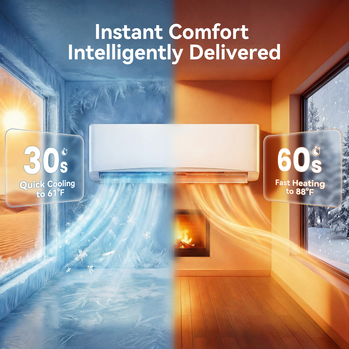 Kinetheme 12000BTU Mini Split AC/Heating System, 17 SEER2 230V Inverter Air Conditioner Cools/Heats Up to 750 Sq.Ft, Complete Installation Kit