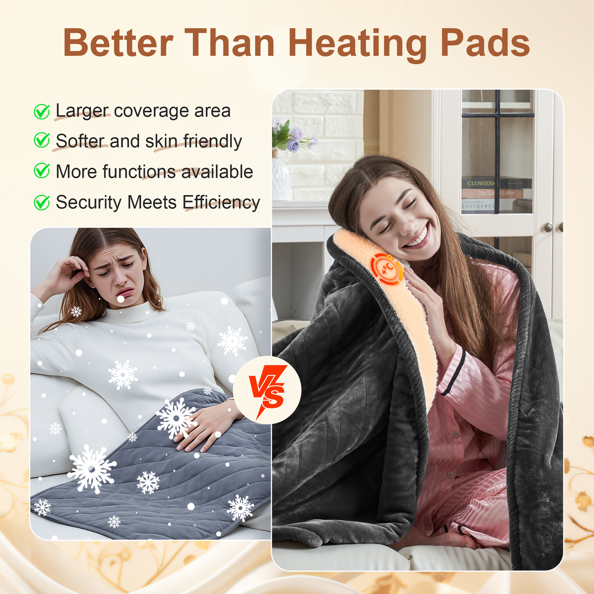 Kinetheme Heated Blanket Electric Twin, GentleSoft Flannel Heating Blanket with 12 Hours Auto-Off and 6 Heating Settings, Machine Washable Sherpa Heated Blanket with Overheating Protection, Dark Grey