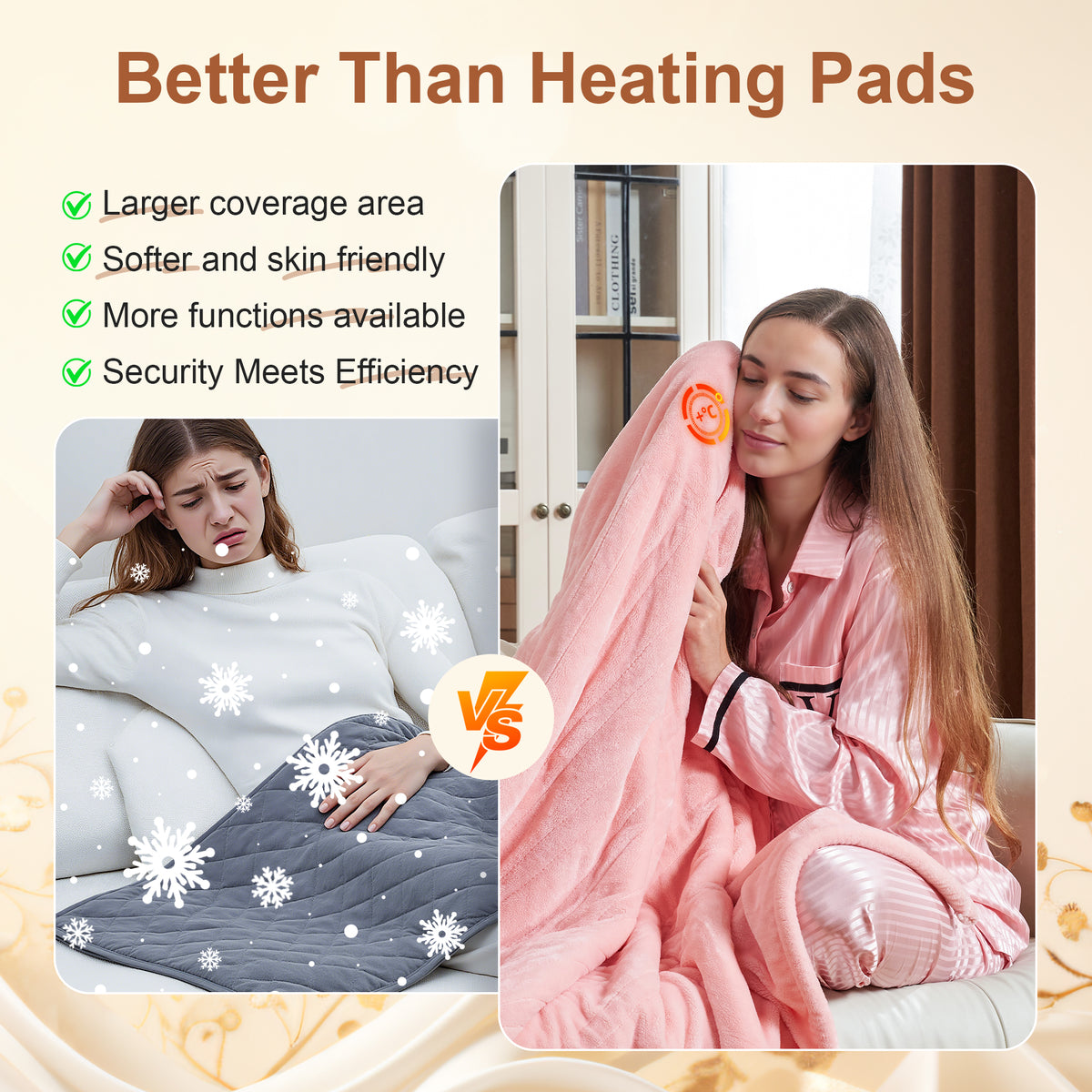 Heated Blanket Electric Queen, GentleSoft Flannel Heating Blanket with 12 Hours Auto-Off and 6 Heating Settings, Machine Washable Sherpa Heated Blanket with Overheating Protection, Pink