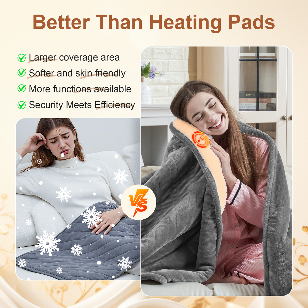 Kinetheme Heated Blanket Electric Twin, GentleSoft Flannel Heating Blanket with 12 Hours Auto-Off and 6 Heating Settings, Machine Washable Sherpa Heated Blanket with Overheating Protection, Grey