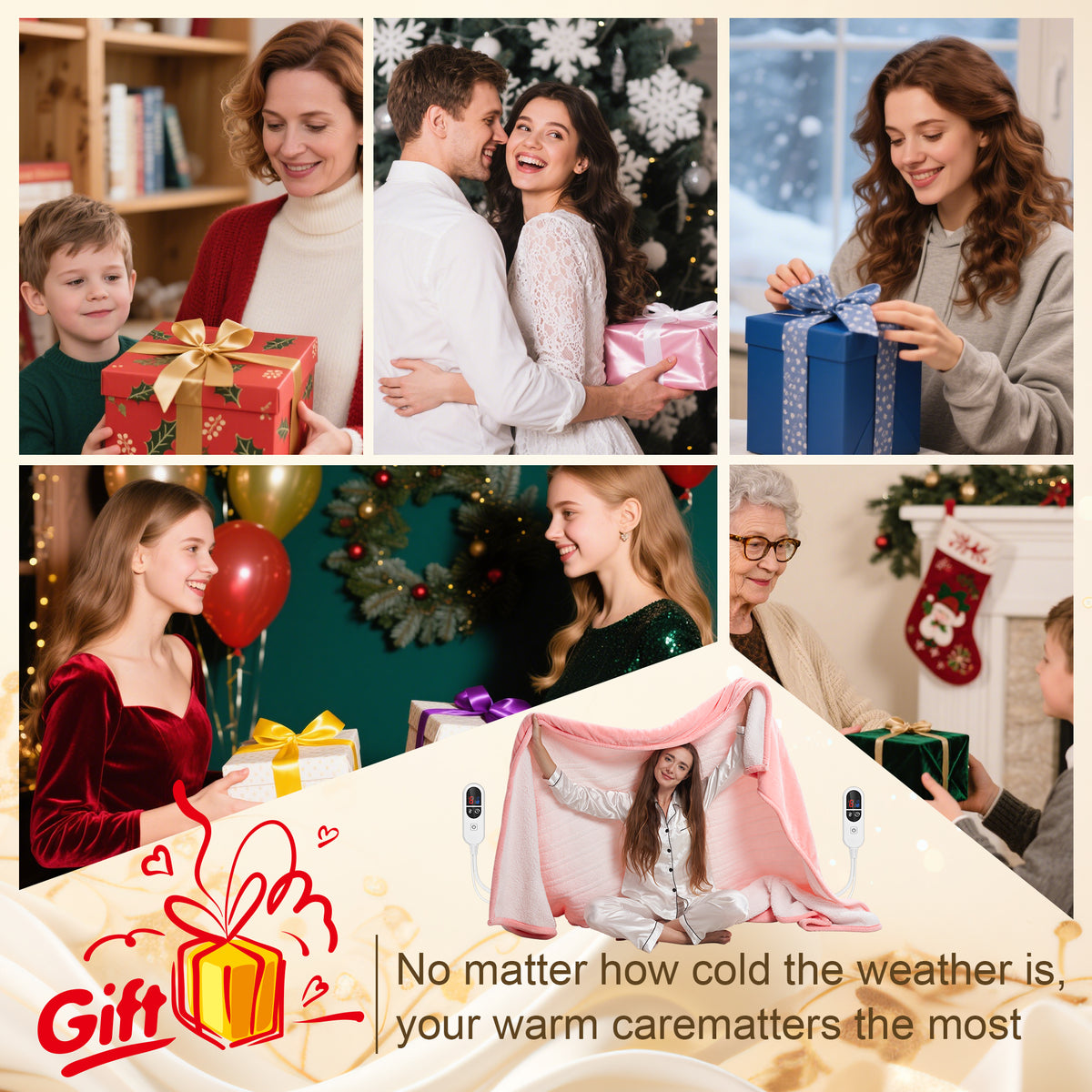 Heated Blanket Electric Queen, GentleSoft Flannel Heating Blanket with 12 Hours Auto-Off and 6 Heating Settings, Machine Washable Sherpa Heated Blanket with Overheating Protection, Pink