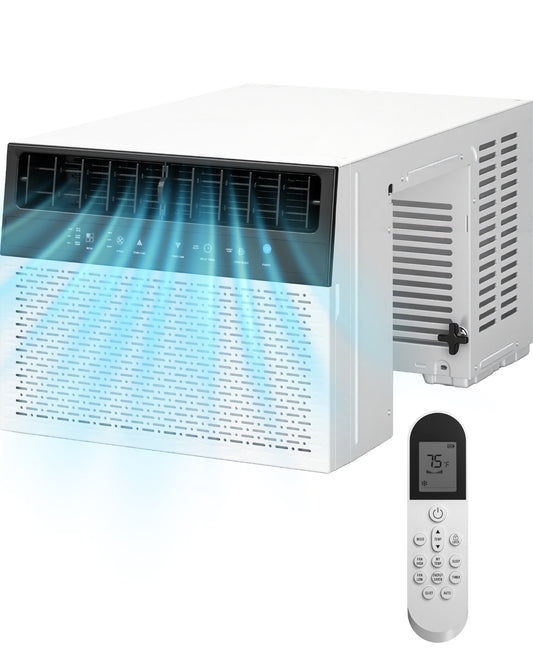 Kinetheme 10,000 BTU U-Shaped Window Air Conditioner Unit, Cools Up to 450 Sq. Ft for Room Bedroom Living Room, 6-in-1 Window AC Unit with Dehumidifier & Fan, Ultra Quiet Window AC, Energy Efficient