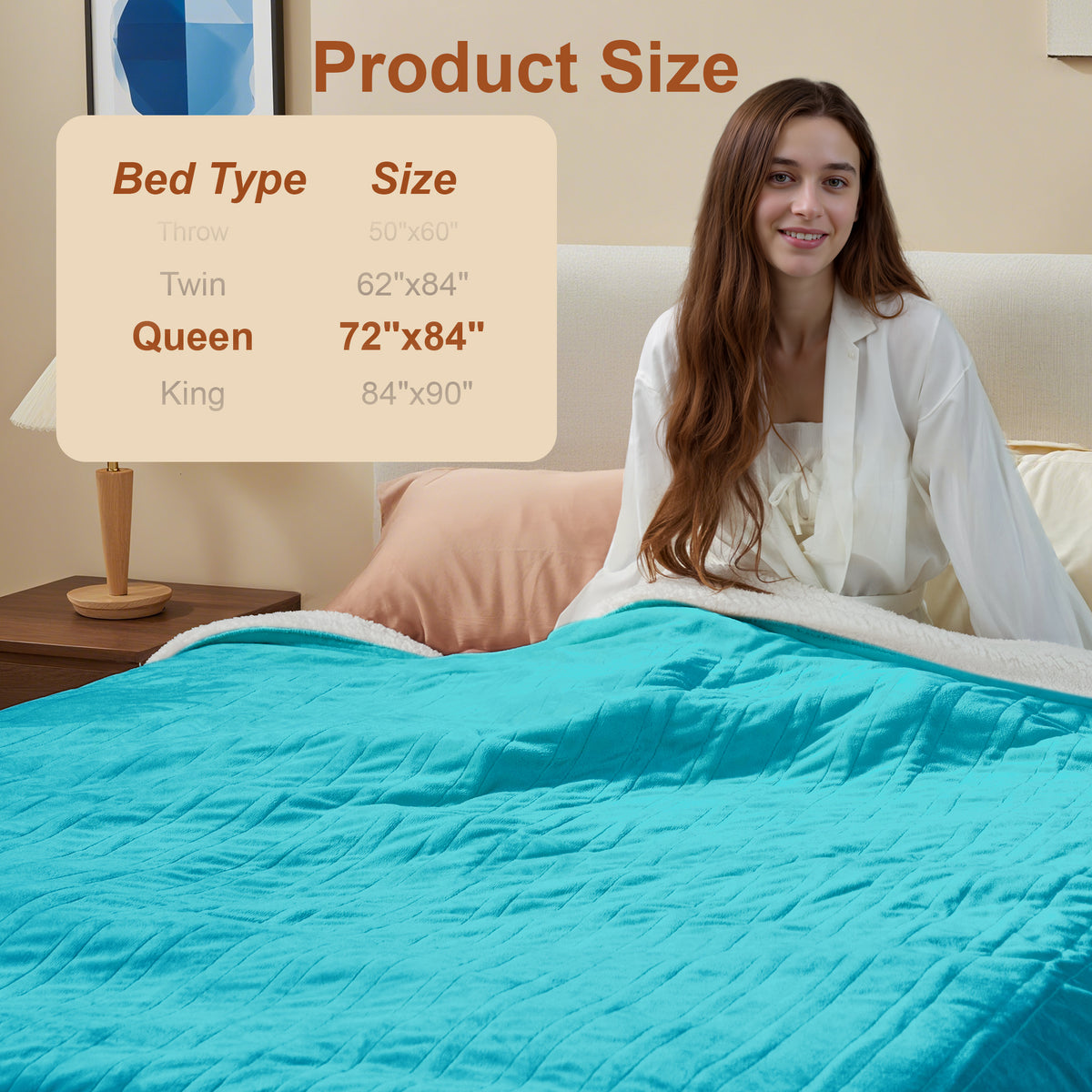 Heated Blanket Electric Full, GentleSoft Flannel Heating Blanket with 12 Hours Auto-Off and 6 Heating Settings, Machine Washable Sherpa Heated Blanket with Overheating Protection, Light Blue