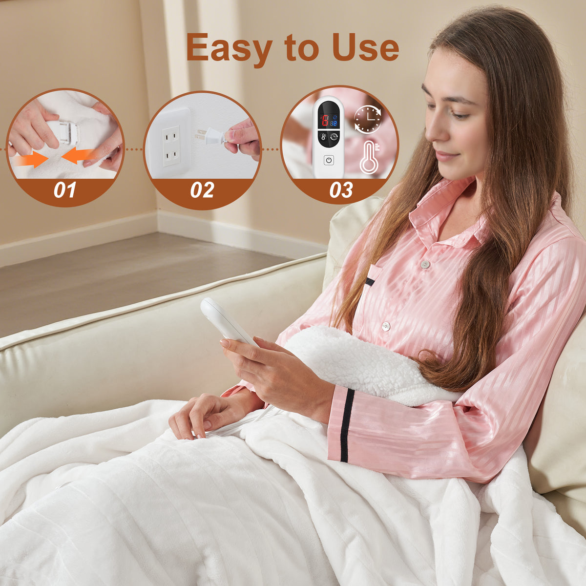 Heated Blanket Electric Full, GentleSoft Flannel Heating Blanket with 12 Hours Auto-Off and 6 Heating Settings, Machine Washable Sherpa Heated Blanket with Overheating Protection, Milky White