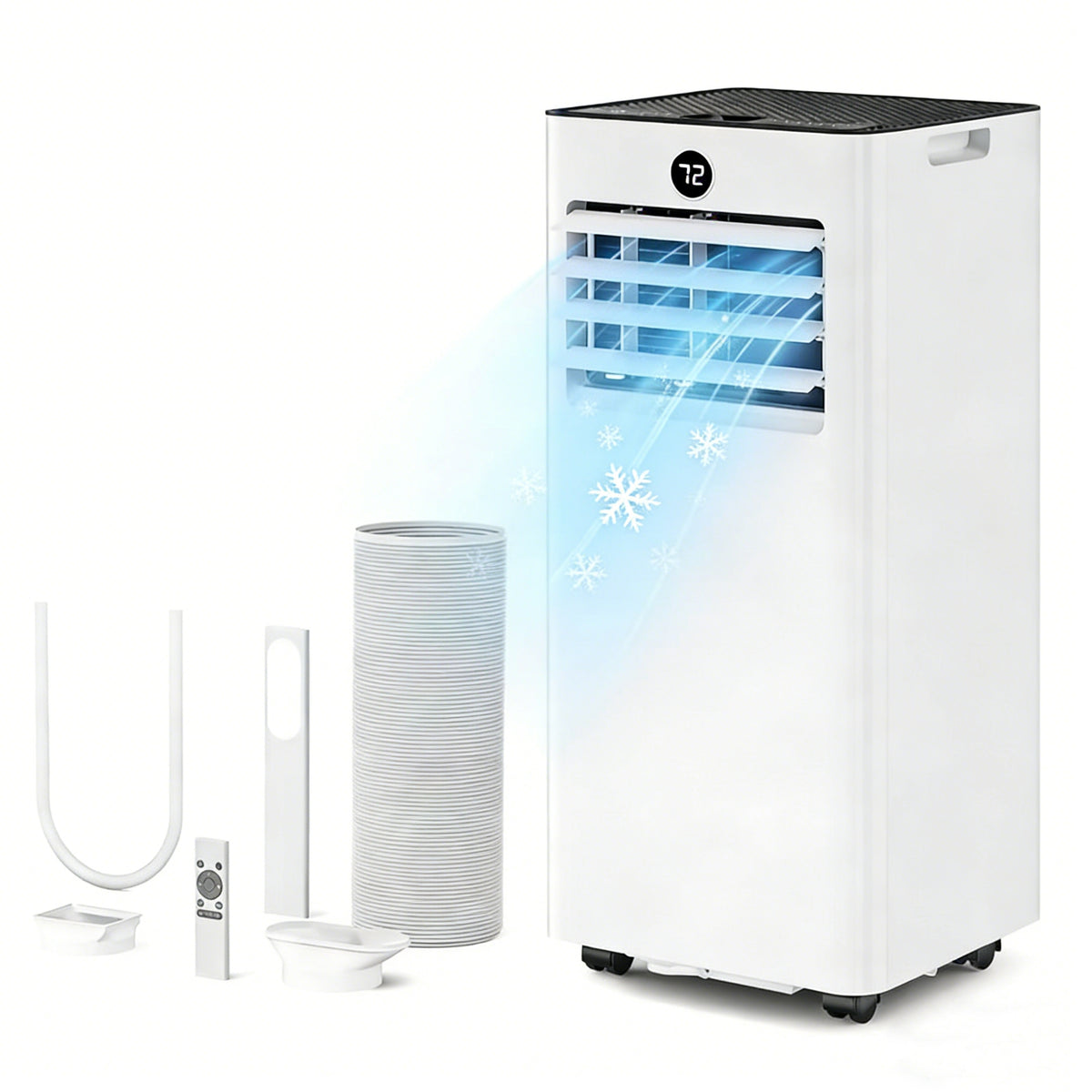 Kinetheme 8000 BTU Portable Air Conditioner, 4-in-1 Cools 350 Sq.Ft, Quiet AC with Fan, Dehumidifier & Sleep, LED Display, Remote, 24H Timer, Window Kit, for Bedroom/Office/Dorms