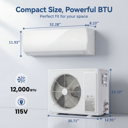 12000 BTU Mini Split AC/Heating System, 19 SEER2 115V Inverter Air Conditioner with 1 Ton Heat pump, Complete Installation Kit Included, Covers Up to 750 Sq.Ft, Upgraded Version
